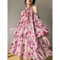 Aconiconi | Mu Guang Ai Language French Tea Break Skirt Womens Early Autumn Sweet Floral Holiday Wind Niche Fairy Skirt
