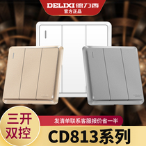 Delixi switch socket narrow border panel three - switch switch 86 - type household power wall panel switch