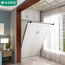 Balcony Living room Lower Bed Multifunction Wall Bed Leaning Against Wall Folding Bed Cabinet Integrated Small Family Bookcase Home Invisible Bed