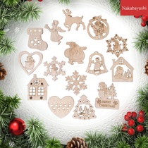 New Wooden Christmas ornaments Holiday gifts home wood chip accessories 15pcs mixed