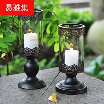 Retro Wrought iron candlestick Romantic candlestick Classical candlelight dinner props Wedding party desktop candlestick