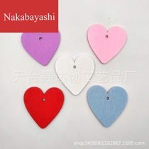4CM color love wood chips DIY wooden color heart pendant signature small blackboard 10 a pack with rope