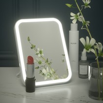 Led make-up mirror with light supplementary light dormitory desktop desktop comb makeup mirror female folding student with portable small mirror