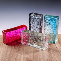 Double-sided stained glass brick transparent square ice-printed crystal brick solid hot melt brick ultra-white bathroom partition wall