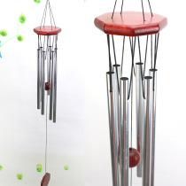 Creative wood metal multitube windbell in a new doorbell installed with a new doorbell mounted with a red wood windbell