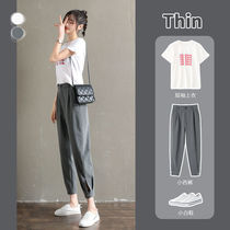 Casual pants childrens summer thin section 2020 new high-waisted wide-leg pants thin loose-legged Harun radish suit pants
