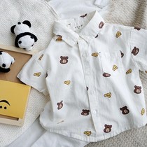 Baby cute short-sleeved shirt summer thin baby western style top Childrens cartoon summer childrens half-sleeved shirt