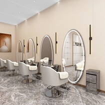 Barber shop mirror table Net red hairdressing shop mirror single side with lamp hanging wall hair salon special beauty salon perm round mirror