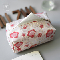 Japanese literary hipster tissue box fabric living room household tissue bag hot stamping printing paper set ins