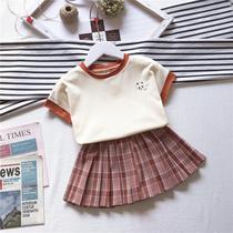 Girls Net red set children summer baby Foreign Style 2020 Summer new fashionable children short sleeve pleated skirt tide
