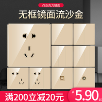 International electrical glass mirror panel 86 type five - hole two - hole two - three plug double - control single - open power supply household switch socket