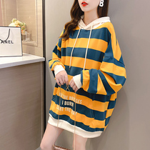 Large size womens clothing 2020 new fat mm foreign style does not show the sweatshirt womens spring and autumn thin loose maternity top tide