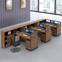 Minimalist modern staff table desk chair combination with side cabinet screen 2 4 6 people working position staff computer desk