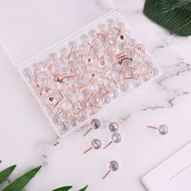 100 rose gold transparent round ball nail photo wall cork board I-shaped nail map Mark color pushpin