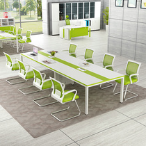Meeting table and chair combination simple modern green office furniture business reception training negotiation open President table