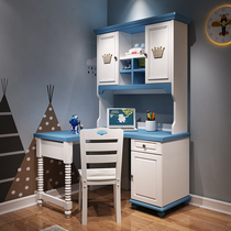 Corner desk bookshelf combination Small apartment boy bedroom Simple modern student home study table Childrens solid wood