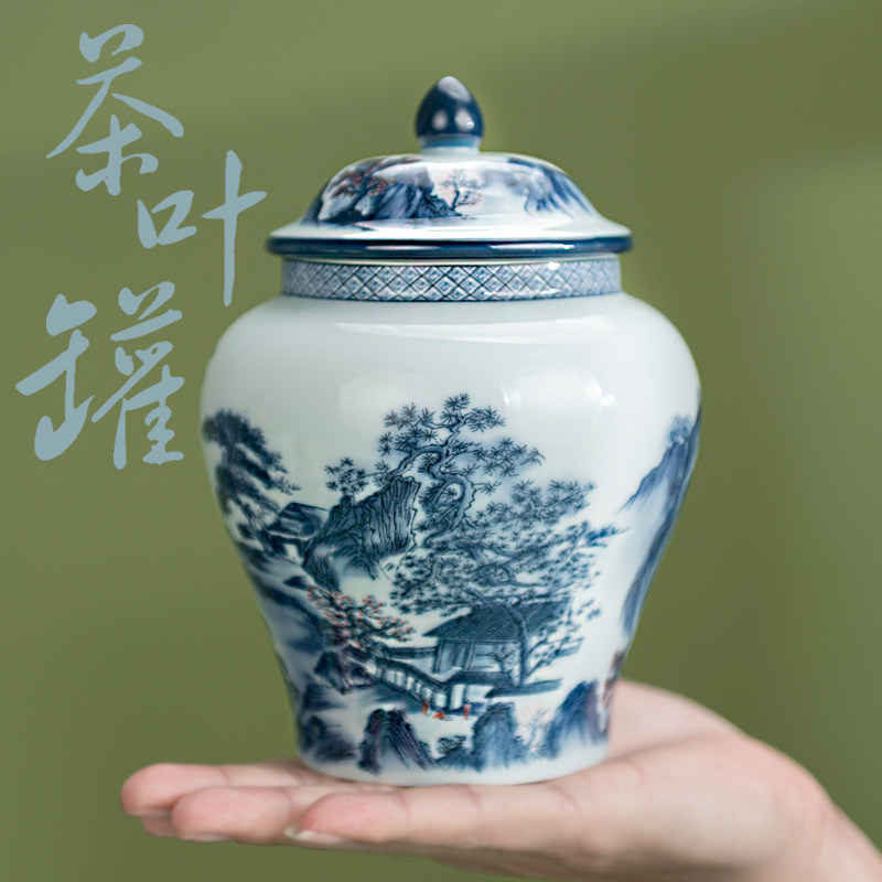 AS799 青花花鳥紋小罐・青花小罐・古染付小壺☆中国古玩花插花器