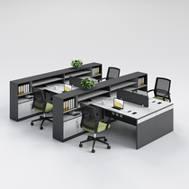 Finance desk 4 Peoples office 6-place high cabinet face to face 2 persons in F type 3 staff table and chairs combination