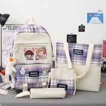 Schoolbag female primary school students high-capacity backpack fashion Korean version of the forest hipster cartoon canvas backpack