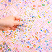 Korean dream girl heart unicorn crystal transparent three-dimensional drop glue sticker Crystal Diamond gilding cartoon sticker waterproof diary mobile phone case decoration material student diy stickers