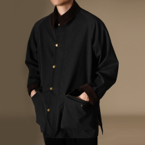 Mr. Ha Teeth Winter New Men's Raglan Sleeve Long High Street Thickened Coat Jacket Light Luxury Hunting Coat