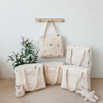 ins Nordic Wind Paw moms handbag with inner bag outer bag stroller buckle cute animal embroidered mommy bag