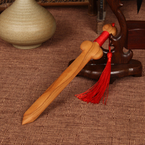 Peach wood sword pendant baby child life Peace cinnabar peach wood sword ornaments integrated non-lacquered peach wood home