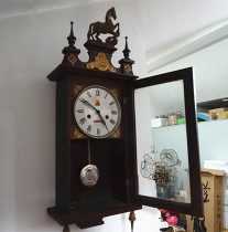 Old wall clock Old desk clock Before the Cultural Revolution Wooden shell copper ornament Old watch go play normal film props antique