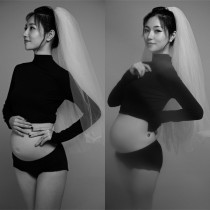 New Pregnant Woman Photos Clothing Black Fashion Minimalist Photography Writing True Theme Retro Big Tummy Mommy Clothing Little Fresh