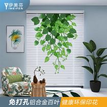 Imefen without punch installation aluminum shutters green plant printing household kitchen bathroom bedroom living room shade curtain