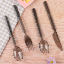 High-grade European plastic disposable knife and fork spoon western cutlery steak light food cake pastry independent packaging thickened