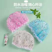 Double-layer shower cap waterproof bath cap Womens model Summer cute Bath Childrens shower head hair set hat man