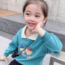 Childrens long sleeves womens foreign clothes girls shirts spring and autumn new childrens clothes domineering baby small lapel clothes
