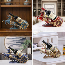European-style creative retro grape wine rack ornaments carriage home wine glass bottle decoration new room living room gift decoration