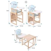 Baby dining chair Solid wood childrens dining chair Dining table multi-functional children 0-6 years old wooden baby seat dual-use dining table