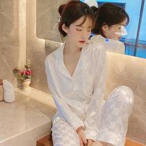 Pajamas female spring and autumn ice silk long sleeve new net red sexy fashion foreign style summer suit home wear thin model