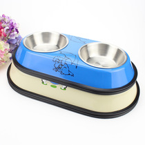 Baking Varnish Stainless Steel Pet Bowl Double Bowl Anti Slip Dog Bowl cat Bowl Pet Feeding Basin Detachable