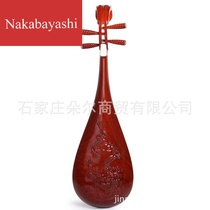 Plucked instrument mahogany hand-carved dragon pattern professional playing pipa instrument