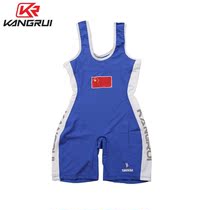 One-piece wrestling suit Mens and womens freestyle competition training wrestling suit Spandex high elastic red and blue
