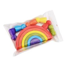 Rainbow Vaulted Building Blocks Small People Combine 0-25 Wooden Children Puzzle Seven Colorful Semi-circle Building Stack Legit Toys