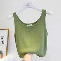 Small camisole vest women wear tide ice silk knitted inside base shirt slim sleeveless short shirt summer clothes