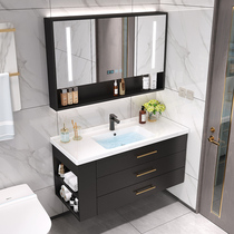 Jiumu smart bathroom cabinet combination modern bathroom wash table small apartment sink washbasin light luxury