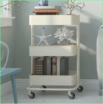 Push-type shelf Beauty salon trolley trolley Multi-function kitchen with pulley Three-layer mobile trolley