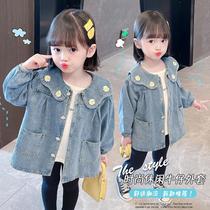 Girls Spring and Autumn Fashion Joker Casual Denim Trench Coat 1-6 years old Baby Korean Long Sleeve Clothes Childrens Clothing 2