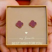 Red sterling silver four-leaf clover earrings womens 2023 new trendy light luxury high-end earrings minority silver earrings foreign style