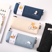 Pen bag female simple primary school students cute zipper canvas stationery box ins niche pencil box High School male Japanese tide stationery bag large capacity Net red storage bag Korean personalized pencil bag