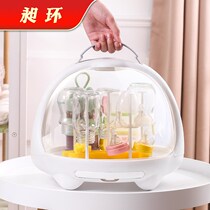 Milk bottle storage box drain rack with lid dust-proof portable out baby sideboard milk powder box rack