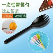 Disposable long handle spoon roasted fairy grass milk tea plastic separate packaging fruit tea fork spoon long ice soup lengthy stirring