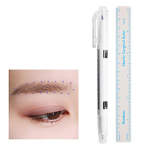 2Pcs Set Microblading Tattoo Eyebrow Surgical Skin Marker Pe