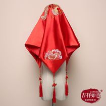 2020 red hijab wedding hijab bride Chinese embroidery red classical wedding show grass suit HIPPA tassel
